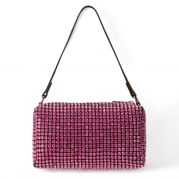Unbranded NEW Pink Heiress Style Rhinestone Clutch Bag with crossbody strap - Picture 2 of 3